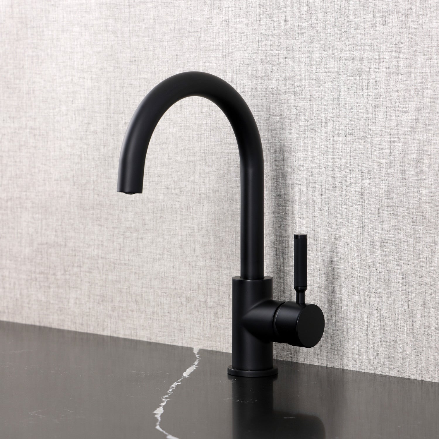 Kingston Sona LS8230DKL - Kaiser Single-Handle 1-Hole Deck Mount Vessel Faucet, Matte Black — thumbnail 3